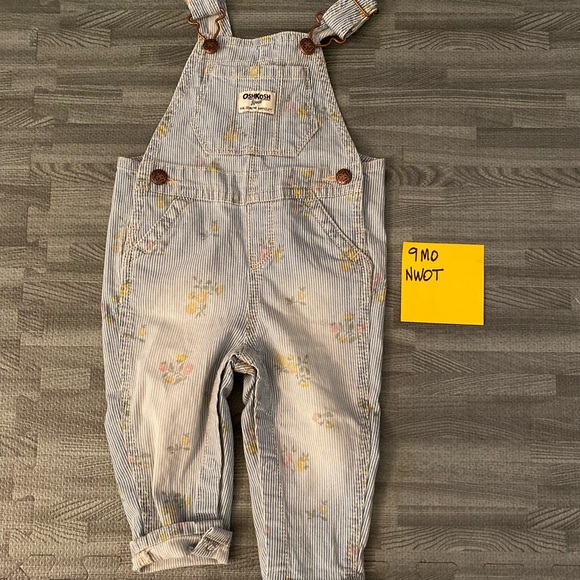 OshKosh stripe floral overalls - Picture 1 of 1